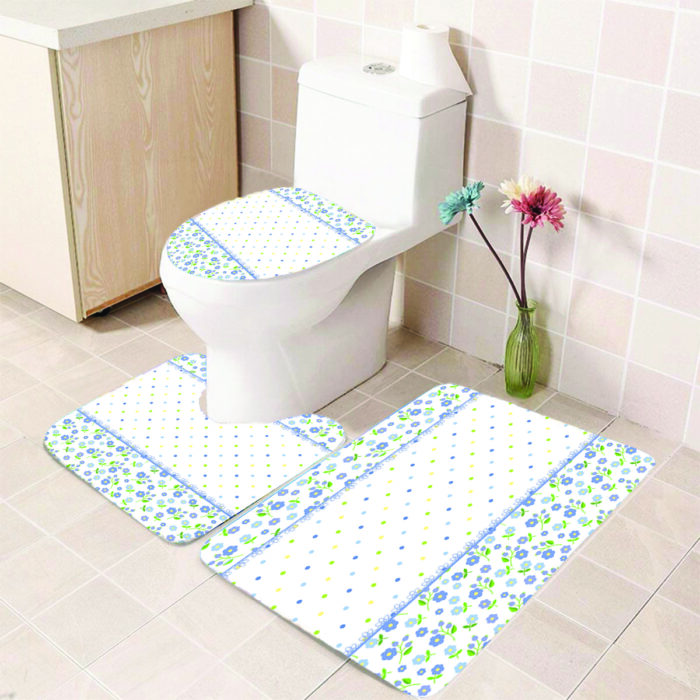 Blue Flowers Bath Mat - Image 1