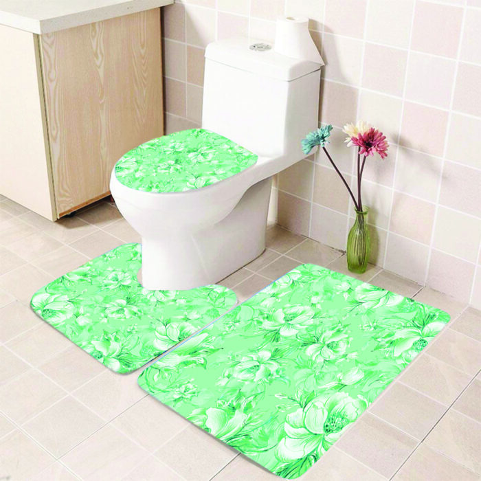 Greeny Flowers Bath Mat - Image 1