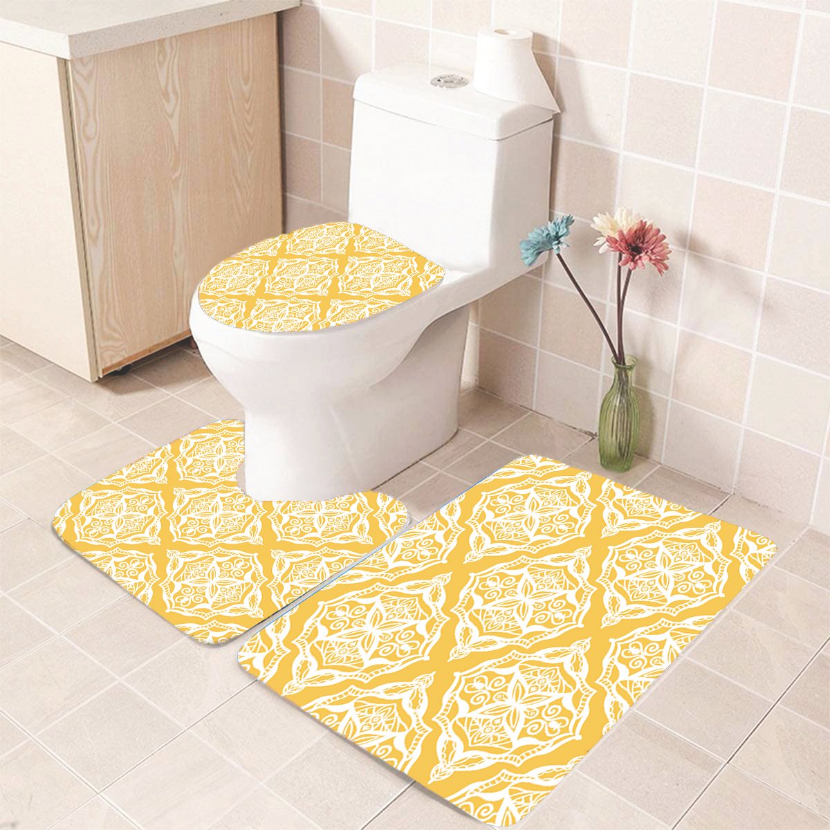 Golden Blossom Bath Mat