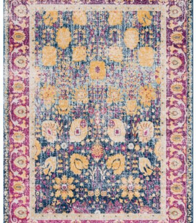 سجاد ريسبشن مودرن ألوان زاهية أزرق وفوشيا بنقوش كلاسيكية - تيتسا كرافت Teesta Crafts